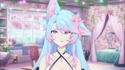 animated big_ears blue_hair bouncing_breasts collar dancing hip_sway large_breasts long_hair longer_than_10_seconds music shorter_than_one_minute silvervale sound tagme video virtual_youtuber vtuber