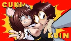 2girls black_nails brown_hair colombian_female cronofogo crown cukizilla glasses hi_res hispanic_female hispanic_youtuber kev_m._marsh lesbians mexican_female moles_under_eyes perfectos_desconocidos_(invitado) rat_ears sucking sucking_breasts sucking_nipples tunicorp youtube_hispanic