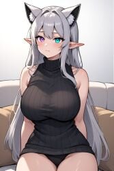 white_hair heterochromia blue_eyes purple_eyes attractive attractive_female attractive_body big_breasts busty curvy cute female female_only gigantic_breasts hot huge_breasts massive_breasts pijama pijamas seductive sexy sexy_body sexy_female thick ai_generated viciosaaattv vtuber