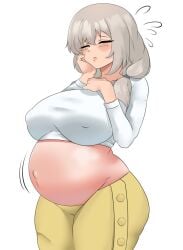 big_breasts cropped_shirt large_breasts milf palitexx pregnant pregnant_older_female sweatdrop tagme thick_thighs uzaki-chan_wa_asobitai! uzaki_tsuki wide_hips worried worried_expression