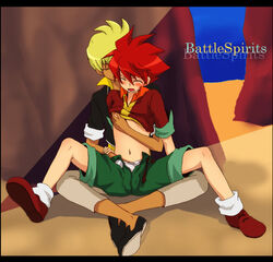 2boys bashin_dan battle_spirits blonde_hair gay male masturbation ray_clackey red_hair yaoi