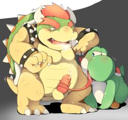 2014 4_fingers ambiguous_gender balls barefoot big_nose blush bowser breath chubby claws cum cum_on_penis dragon erection fellatio footwear hair half-closed_eyes horn hybrid king koopa looking_down male male_only mario_(series) nintendo no_nipples open_mouth oral oral_sex orgasm pecs penis raised_arm reptile royalty scalie sex sharp_claws sharp_teeth shell shirosaru shoes short_hair sitting spikes standing teeth toe_claws tongue tongue_out turtle yoshi