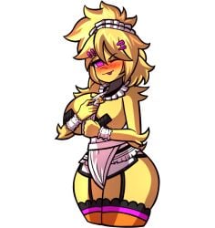 1girls a_fortnight_at_frenni_fazclaire's anthro breasts chica_(cally3d) chica_(fnaf) chiku clothing digital_drawing_(artwork) female female_focus female_only five_nights_at_freddy's fur furry game_cg partially_clothed pasties solo