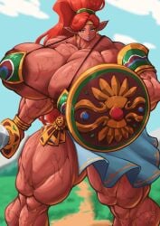 alternate_breast_size breasts_bigger_than_head breath_of_the_wild dark-skinned_female dark_skin gerudo huge_breasts huge_nipples hyper hyper_breasts hyper_muscles muscular_female roneesan the_legend_of_zelda urbosa vein