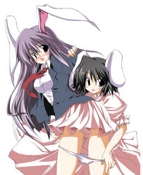 animal_ears assisted_exposure bunny_ears female panties panty_pull reisen_udongein_inaba s_e_n tewi_inaba touhou underwear