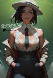 ai_generated mafia nip_slip patreon riot_games see-through see-through_clothing suit syf69ai tagme valorant viper_(valorant) wet wet_clothes