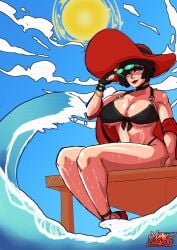 bikini black_hair eyewear_removed galacticpunt_ guilty_gear hat i-no sunglasses swimsuit water_dripping wet yung