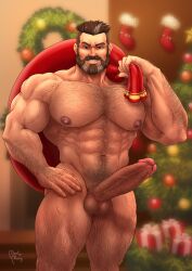 abs balls bara beard biceps big_balls big_penis brimstone_(valorant) christmas daddy dilf erection hairy_chest holidays male male_nipples male_only male_pubic_hair manly mature_male mongmonty muscular_male nipples nude pecs penis riot_games valorant