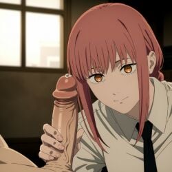 ai_generated big_penis chainsaw_man doublebattery makima_(chainsaw_man) penis red_hair yellow_eyes