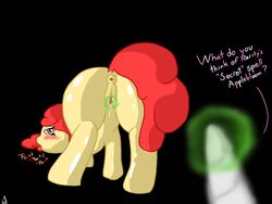 007delta ? anus apple_bloom_(mlp) ass blush brown_eyes equine female friendship_is_magic hair hair_on_head hindquarters horn horse magic mammal my_little_pony pony presenting presenting_hindquarters pussy red_hair sweetie_belle_(mlp) text wet yuri