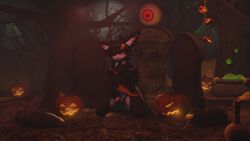 3d anthro blender_(artwork) digital_media_(artwork) felid feline fish fluffyfluff257 food fruit genitals halloween hi_res holidays humanoid humanoid_genitalia hybrid kemono male male_only mammal marine plant pumpkin shark solo