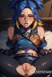 1female 1girls 1woman ai_generated anus artist_name asshole blue_hair breasts brown_eyes character female futarush genitals leggings neon_(valorant) patreon patreon_username pussy riot_games sultryspark torn_clothes torn_clothing torn_leggings vagina valorant video_game video_games