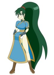 fire_emblem fire_emblem:_the_blazing_blade green_eyes green_hair long_hair lyn_(fire_emblem) lyndis_(fire_emblem) megatronman panties solo white_panties