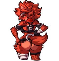 1girls a_fortnight_at_frenni_fazclaire's anthro ass backboob breasts clothing digital_drawing_(artwork) female female_focus female_only fexa five_nights_at_freddy's foxy_(cally3d) foxy_(fnaf) fur furry game_cg solo