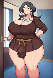 1futa 1girls ai_generated ass big_ass big_breasts big_butt big_penis black_hair breasts bulge bulge_through_clothing chubby chubby_futanari drasna_(pokemon) fully_clothed futanari futanari gilf large_ass large_breasts large_butt large_penis light-skinned_female light_skin mature mature_female mature_woman milf penis plump pokemon pokemon_xy self_upload solo solo_futa tagme thick_ass thick_thighs thighs voluptuous