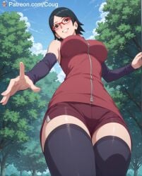 1girls ai_generated big_breasts boru boruto:_naruto_next_generations cougwe naruto sarada_uchiha stable_diffusion