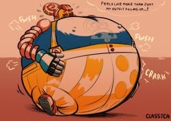 arms_(game) classica_p clown_girl female inflation lola_pop nipples_visible_through_clothing overalls spherical_inflation tagme