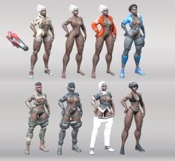 1girls 3d absurd_res african african_female ass ass_focus barista_sojourn black_hair blender blender_(software) blender_eevee captain_chase casual clothing commando_sojourn cozy_sojourn dark-skinned_female dark_skin dzooworks female female_focus formalwear_sojourn gilf grey_hair highres human muscular_female overwatch overwatch_2 partially_clothed pubes pussy smutbase sojourn_(overwatch) standing thick_ass thick_thighs video_games vigilante_sojourn vivian_chase