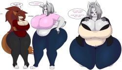 2022 anthro arctic_fox belt big_breasts black_bra black_clothing black_jacket black_sclera black_topwear black_underwear bottomwear bra bra_peek breasts canid canine chubby cleavage clothed clothing denim denim_bottomwear denim_clothing dewwydarts dewwydartz dialogue english_text female fingerless_(marking) fox front_view fur furry grey_hair hair hand_on_breast hi_res huge_breasts huge_hips huge_thighs inviting jacket jeans kneeling looking_at_viewer maddie(dewwydartz) mammal mary_(dewwydarts) mary_(dewwydartz) open_clothing open_jacket open_topwear pants purple_eyes simple_background slightly_chubby slightly_chubby_anthro slightly_chubby_female smile speech_bubble tagme talking_to_viewer tan_clothing tan_topwear text thick_thighs topwear true_fox underwear white_background white_body white_fur wide_hips