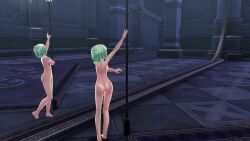 eiyuu_densetsu green_hair medium_breasts mirror mirror_reflection musse_egret pole_dancing sen_no_kiseki stripper_pole tagme trails_of_cold_steel video