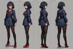 ai_generated aicharacter_sheet full_body high_heels kill_la_kill matoi_ryuuko pantyhose red_high_heels school_uniform schoolgirl skirt standing