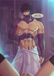 abs black_hair dabi my_hero_academia todoroki_touya touya_todoroki towel