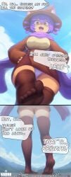 2d 2koma :3 absurdres ai_assisted ai_generated animal_hat animal_nose artist_name artist_request ass blue_sky breasts brown_dress brown_eyes brown_thighhighs cat_hat city cityscape cloud comic crushing debris destruction edit edited english_text feet female foot_focus foot_up foreshortening from_below furry furry_female genderswap_(mtf) giantess hair_between_eyes hands_on_own_hips hat head_out_of_frame karnamas leg_up long_sleeves looking_down mountain nai_diffusion niko_(oneshot) oneshot onomatopoeia open_mouth outdoors pencil_dress photoshop purple_hair purple_scarf short_hair sleeves_past_wrists smile soles solo speech_bubble standing tagme text text_bubble walking walking_away walking_towards_viewer white_panties