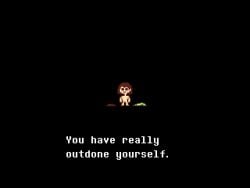 1girls accurate_art_style blush chara chara_(undertale) clothes_on_floor creepy creepy_smile nude nude_female rosy_cheeks solo_female solo_focus speaking_to_viewer sprite sprite_art stare stripped undertale undertale_(series)