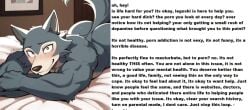 ai_generated blush buff caption captioned furry furry_only gray_fur legoshi_(beastars) male_only naked naked_male porn_addict positive_message positive_reinforcement smiling_at_viewer speaking_to_viewer tail_up text wall_of_text white_belly wholesome