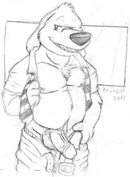 2014 anthro balls belly canine chubby cum fur furry krunch34 male male_only nipples pecs penis sam sam_and_max solo