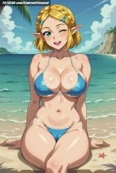 ai_generated aindroidparanoid ass big_ass big_breasts bikini blonde_hair busty cameltoe cleavage cute fat_ass female female_only green_eyes huge_ass huge_breasts huge_butt large_ass large_breasts narrow_waist nipples princess_zelda short_hair stable_diffusion swimsuit the_legend_of_zelda thick_thighs waist zelda_(tears_of_the_kingdom)