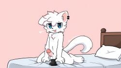 1boy 2d ai_generated anthro boykisser boykisser_(meme) dildo dildo_in_ass furry furry_gay furry_male furry_only gay gay_furry in_bed makergpu male male_focus male_only naked riding_dildo sex_toy silly_cat_(mauzymice) simple_background solo solo_anthro solo_focus solo_male tagme