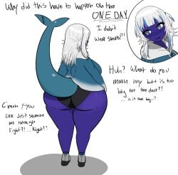 big_ass big_breasts blueberry_inflation breasts bubble_butt female furry gawr_gura huge_ass huge_breasts inflation lasagnainfl tagme thick_thighs wide_hips