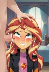 ai_generated bedroom crying cum ear_fuck ear_penetration ear_sex equestria_girls indoors kneeling mindfuck my_little_pony rape sex sunset_shimmer teeth