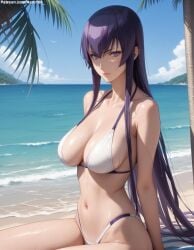 1girls 2d ai_generated ass athletic athletic_female bare_shoulders beach belly big_breasts bikini cleavage curvy curvy_figure cute cute_face detailed eyelashes eyeshadow female female_only fit fit_female focus high_quality highschool_of_the_dead huge_breasts large_breasts legs light-skinned_female light_skin lips lipstick long_hair looking_at_viewer makeup mascara midriff nero100 outdoors pale-skinned_female pale_skin posing purple_hair saeko_busujima sagging_breasts seductive seductive_look stable_diffusion tagme thighs thin_thighs