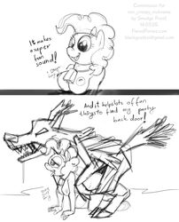 earth_pony equine fall_of_equestria female feral friendship_is_magic fur furry furry_only interspecies male my_little_pony no_humans pinkie_pie_(mlp) pony sketch smudge_proof timber_wolf zoophilia