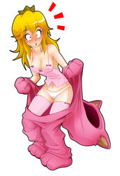 cat_suit color female female_only front_view human jago_dibuja lingerie mario_(series) nintendo princess_peach solo super_mario_3d_world surprised