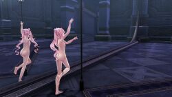 eiyuu_densetsu mirror mirror_reflection nadia_rayne pink_hair pole_dancing sen_no_kiseki small_breasts stripper_pole tagme trails_of_cold_steel twintails video