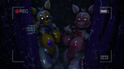 16:9 3d camera_overlay camera_view deskai digital_media_(artwork) duo female five_nights_at_freddy's five_nights_at_freddy's_world funtime_foxy_(fnaf) hi_res high-angle_view lolbit_(fnaf) looking_at_viewer scottgames sister_location source_filmmaker_(artwork) widescreen