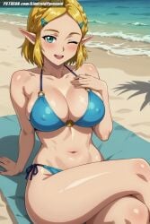 ai_generated aindroidparanoid ass big_ass big_breasts bikini blonde_hair busty cameltoe cleavage cute fat_ass female female_only green_eyes huge_ass huge_breasts huge_butt large_ass large_breasts narrow_waist nipples princess_zelda short_hair stable_diffusion swimsuit the_legend_of_zelda thick_thighs waist zelda_(tears_of_the_kingdom)