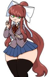 1girls ddlc doki_doki_literature_club monika_(doki_doki_literature_club) not_porn skirt smile suggestive thattechnique thighs