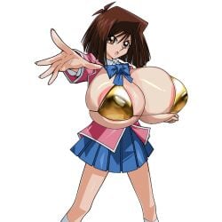 anzu_mazaki big_breasts bikini bikini_top bimbo breasts brown_hair gigantic_breasts huge_breasts huge_nipples hyper_breasts large_breasts mazaki_anzu nipples school_uniform schoolgirl tea_gardner yu-gi-oh! yu-gi-oh!_duel_monsters