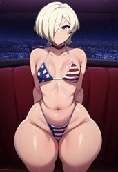 ai_generated american_flag_bikini big_ass blackwhiplash_(style) bottom_heavy female huge_ass love_live! love_live!_nijigasaki_high_school_idol_club mia_taylor nightclub strip_club thick_thighs thong_bikini wide_hips