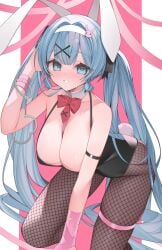 blue_hair hatsune_miku pink_eyes rabbit_hole_(deco*27/caststation) rabbit_hole_(vocaloid) ribbon twintails vocaloid