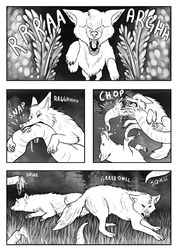 canine chasing comic draining feral fluids forced forest full_moon furry furry_only human male mammal no_humans tentacle tree violence wolf