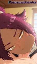 1girls 2025 :>= ai_generated artist_name bleach blowjob blowjob_face cheek_bulge cock dark_skin deepthroat dick electroworld fellatio female hi_res high_quality high_resolution highres licking male mole oral oral_sex patreon patreon_username penis pink_hair pov purple_hair shihouin_yoruichi stable_diffusion straight sucking uncensored up_close watermark