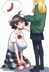 ai_generated big_breasts blind blind_girl_(popopoka) futanari novelai oblivious popopoka thinking_penis_is_food thought_bubble