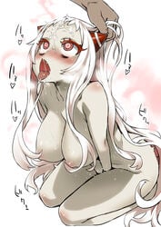 10s 1girls abyssal_ship airfield_hime airfield_princess asanagi between_legs blush breasts cum facial fang female female_focus femsub fingering hair_censor hand_between_legs heart heart-shaped_pupils horns kantai_collection large_breasts long_hair nipples nude open_mouth pale_skin red_eyes shinkaisei-kan solo_focus symbol-shaped_pupils tongue tongue_out white_hair