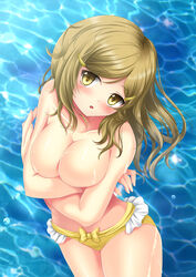 bikini breasts brown_eyes brown_hair female highres himawari_shinomiya shinomiya_himawari solo swimsuit topless toshi_(1-147) vividred_operation water