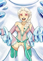 ass blonde_hair braid closed_eyes disney elsa_(frozen) female frozen_(film) human ice lingerie long_hair make_up medium_breasts monster_marshmallow my_pet_tentacle_monster nipples orgasm penis pov pussy see-through sheer shout smile snow tongue uncensored white_hair